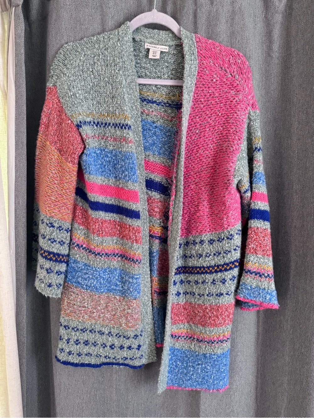 Mixed-Stripe Open Front Cardigan Sweater